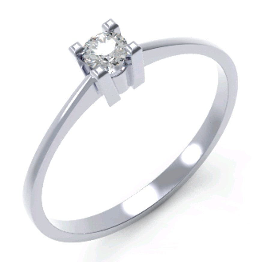 Solitario oro blanco 18k diamante laboratorio engaste cuadrado minimalista. Diamante certificado.