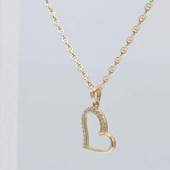 Cadena 40cm con colgante corazón en oro de ley 18k gif