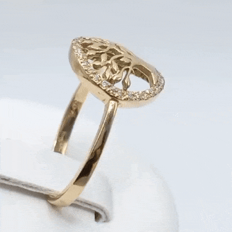 Anillo 18k macizo árbol de la vida circonitas gif
