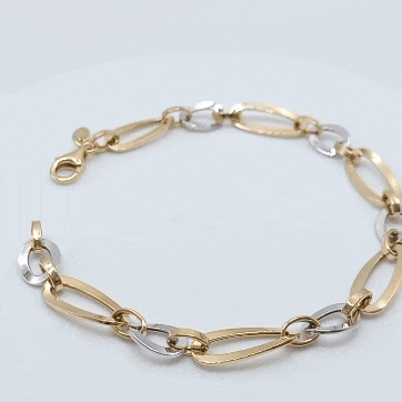 Oro 9k pulsera anillas bicolor gif