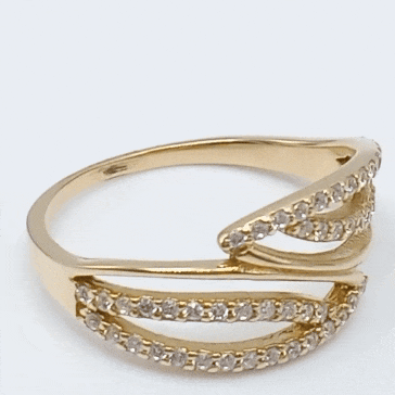 Anillo oro 18K ancho hojas gif