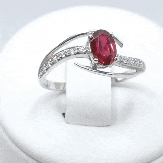 Anillo oro blanco 18k fucsia gif