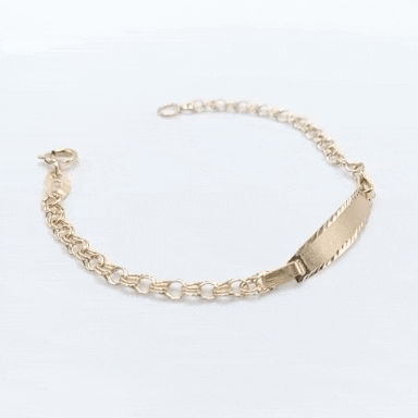 Pulsera oro bebé pequeña eslabón circular gif