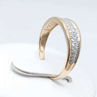 Anillo oro 18k bicolor labrado gif