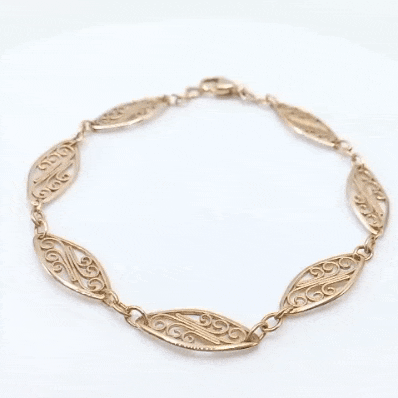 Oro 9k pulsera rombos calada gif
