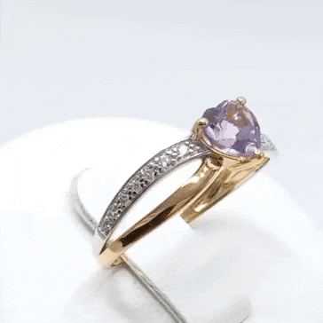 Oro 9k Anillo CORAZÓN morado gif