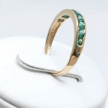 Anillo oro 18k circonitas verdes ancho gif