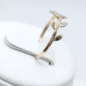 Anillo oro 18k hojas gif