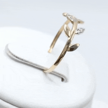 Anillo oro 18k hojas gif