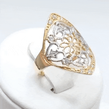 Anillo oro 18k lanzadera bicolor gif