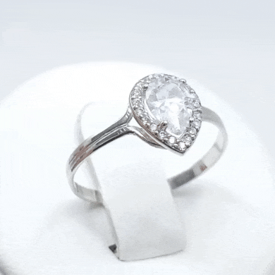 Anillo oro blanco lágrima gif