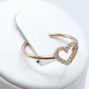 Anillo 18k macizo corazón circonitas gif