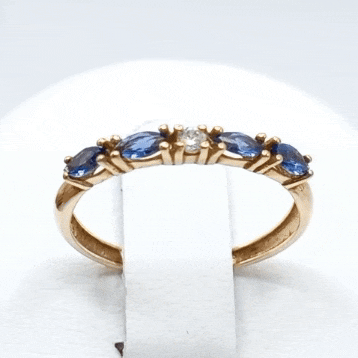 Anillo oro 18k circonitas azul 2mm gif