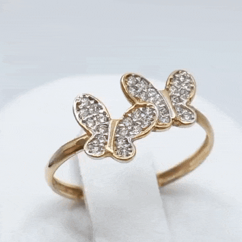 Anillo oro 18k mariposas gif