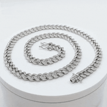 Cadena plata 925 cubana mónaco 50cm gif