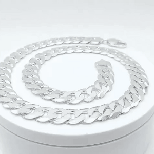 Cadena plata cubana 11mm gif