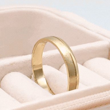 Alianza de oro 18k fabricada a mano de 4 mm de ancho matizada franja brillante gif