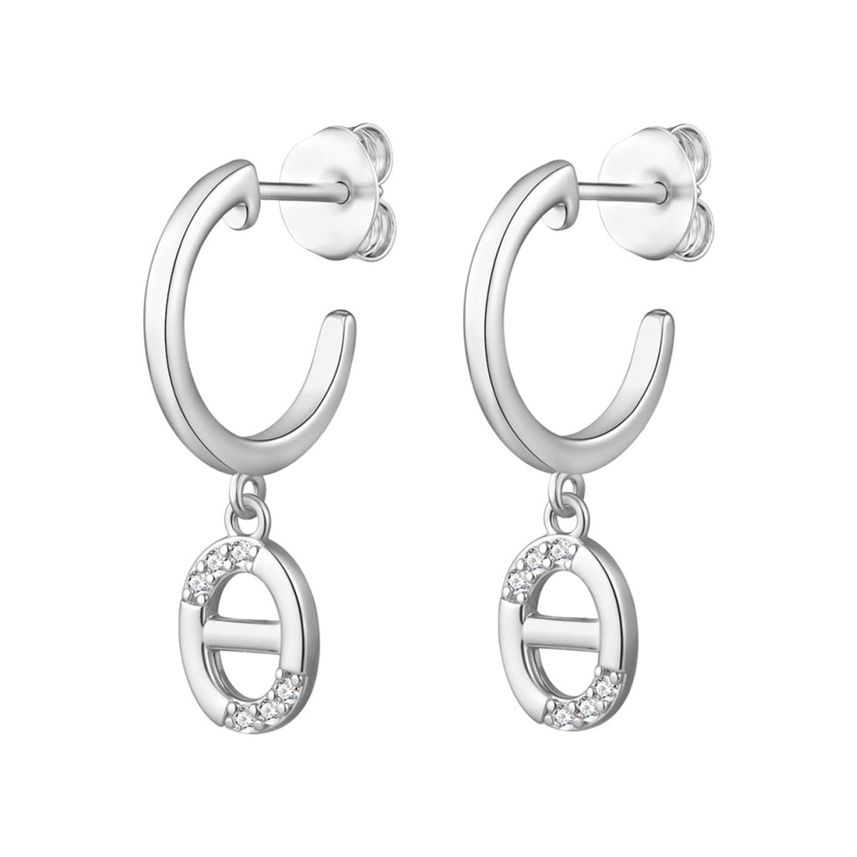 Criolla de plata de ley 925 con óvalo combinado de circonitas colgante