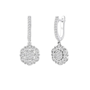 Criollas de plata de ley con rosetón hexagonal de circonitas