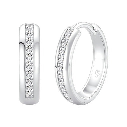 Criolla de plata de ley 925 con carril de circonitas de 4 mm de ancho y 14 mm de alto