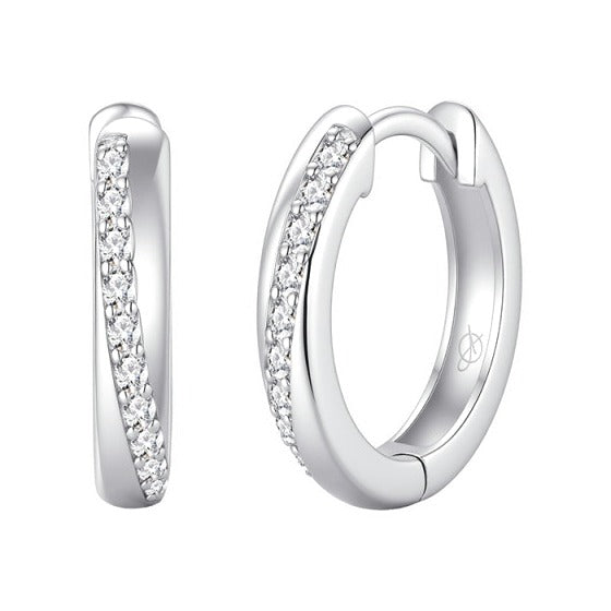 Criolla de plata de ley 925 con carril de circonitas de 3 mm de ancho y 16 mm de alto