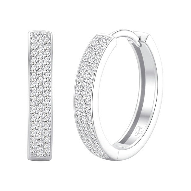Criolla de plata de ley 925 cuajada de circonitas de 4 mm de ancho y 18 mm de alto