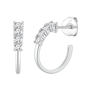 Criolla cascada de plata de ley 925 con circonitas en garra de 3 mm de ancho y 19 mm de alto