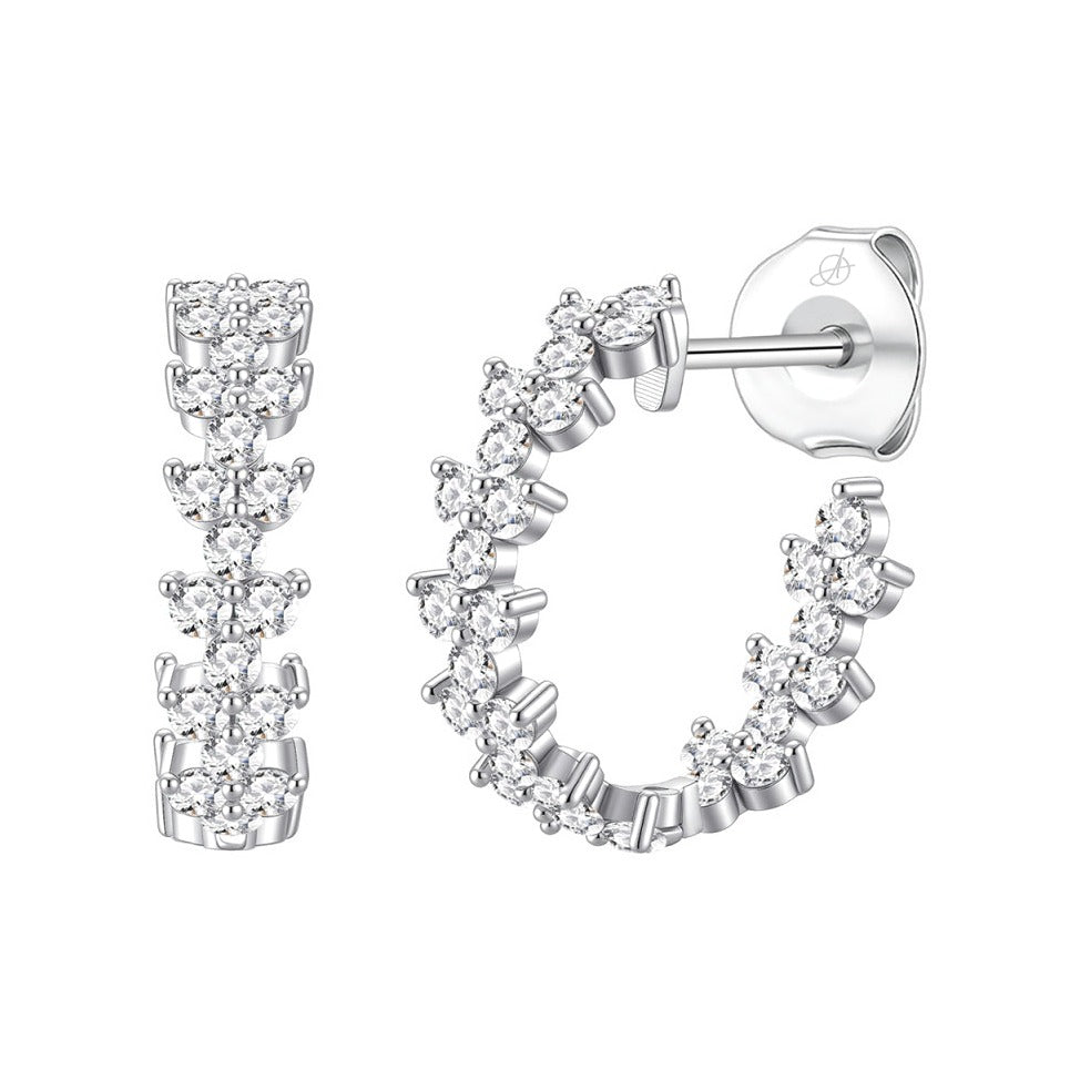 Criolla elegance de plata de ley 925 con racimos de circonitas de 5 mm de ancho y 19 mm de alto