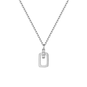 Gargantilla de plata de ley 925 con colgante rectangular y barrita central de circonitas blancas