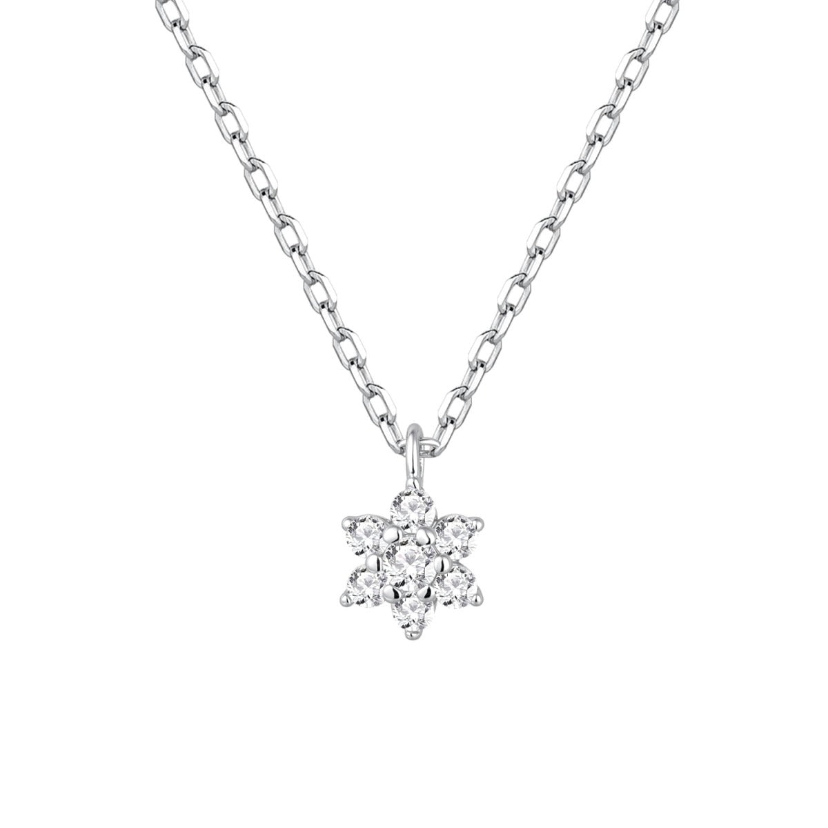 Gargantilla de plata de ley con flor mini de circonitas