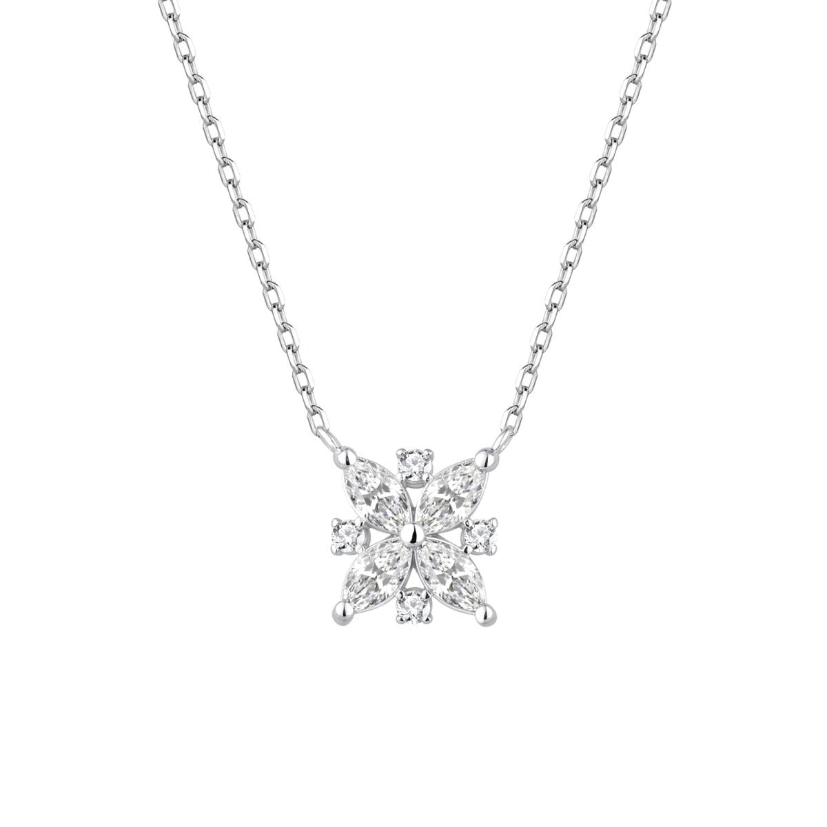 Gargantilla Elegance de plata de ley con flor de circonitas