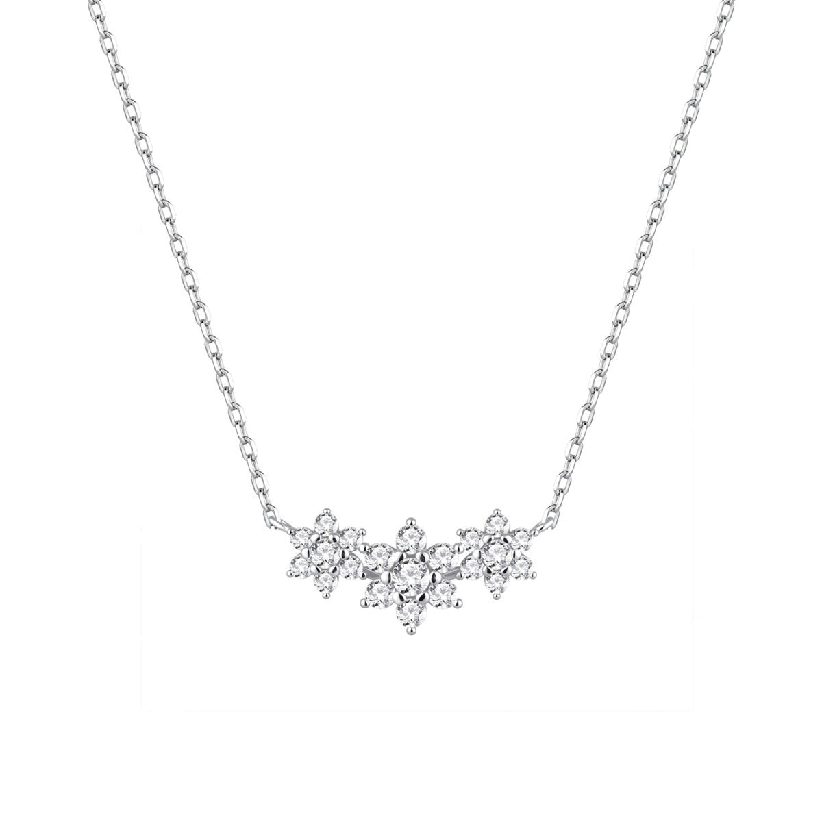 Gargantilla Elegance de plata de ley con tres flores de circonitas