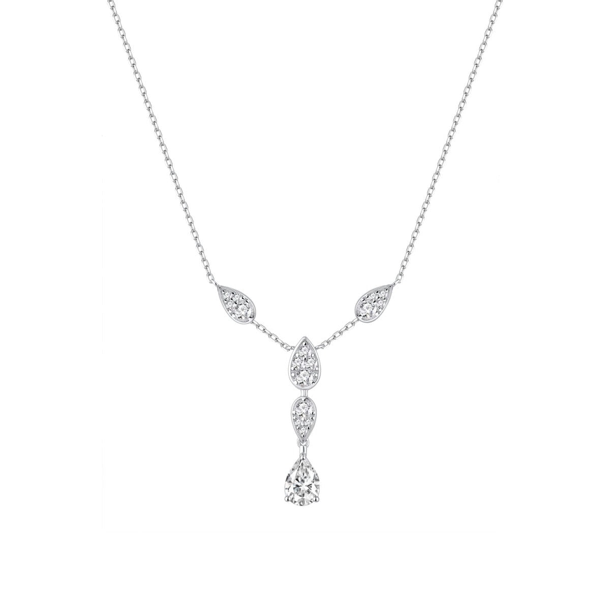 Gargantilla Twinity de plata de ley con circonitas navette y gota