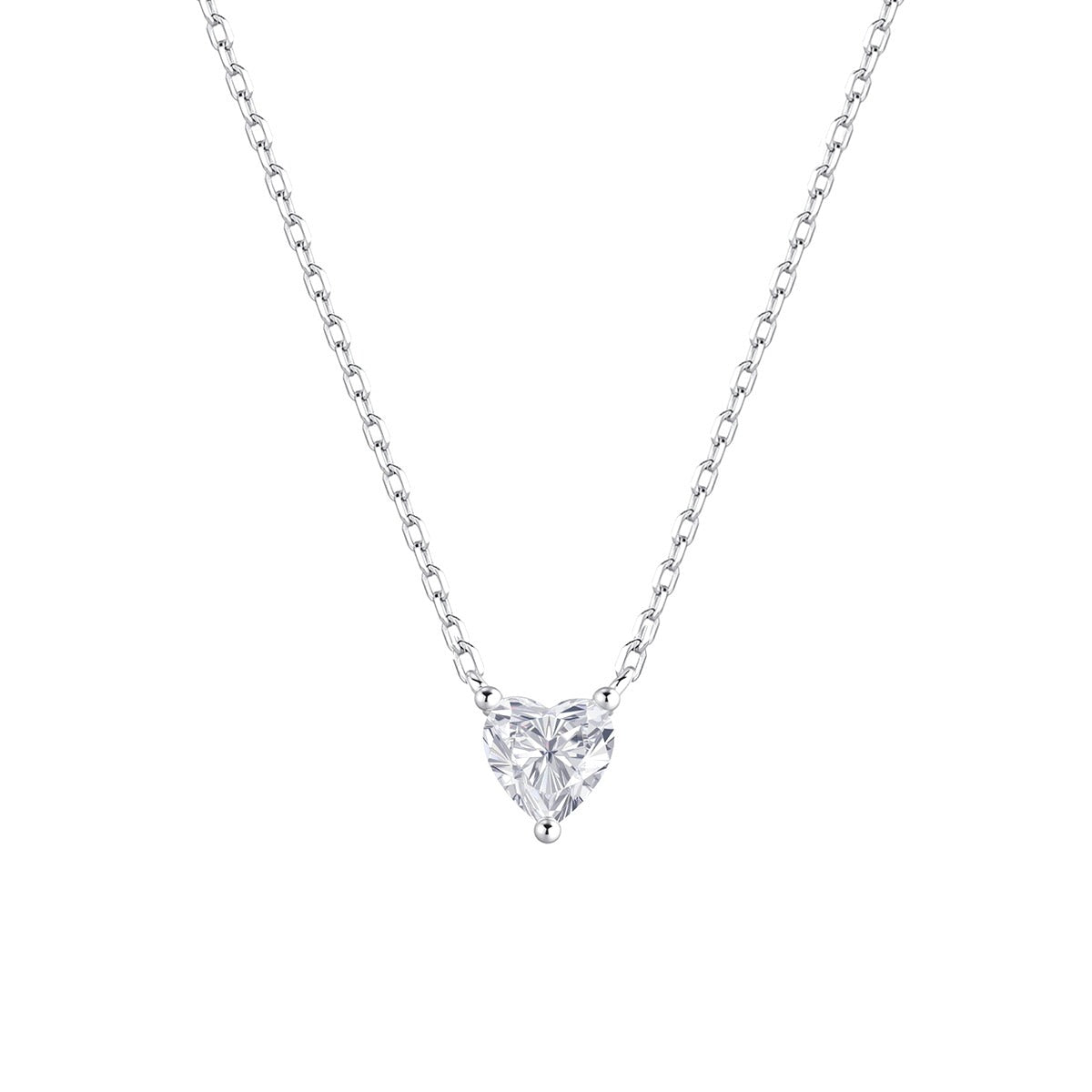 Gargantilla de plata de ley con circonita corazón de 4 mm