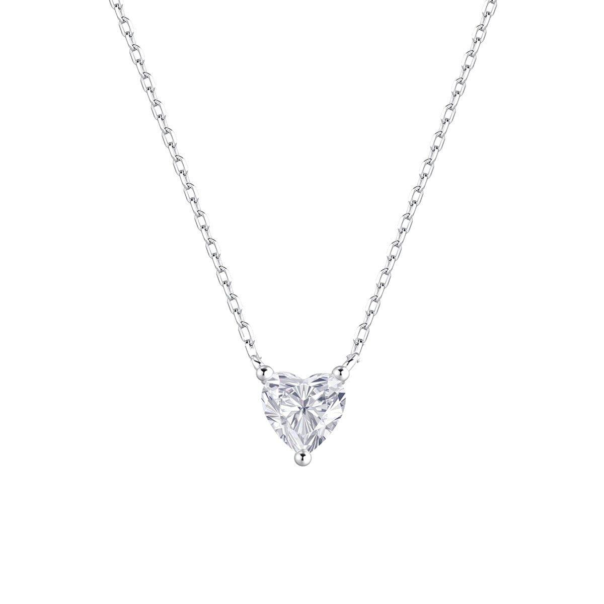 Gargantilla de plata de ley con circonita corazón de 5 mm
