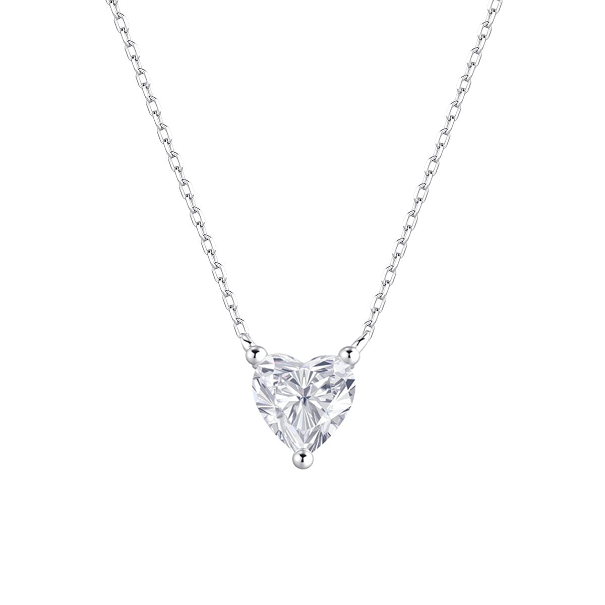 Gargantilla de plata de ley con circonita corazón de 6 mm