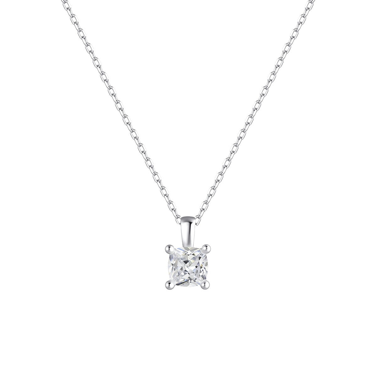Gargantilla de plata de ley con circonita cuadrada de 4 mm