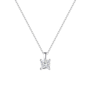 Gargantilla de plata de ley con circonita cuadrada de 4 mm