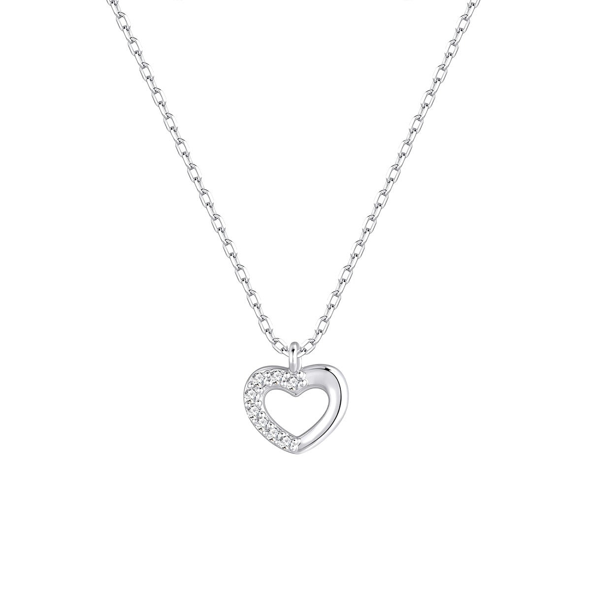 Gargantilla de plata de ley con corazón de circonitas