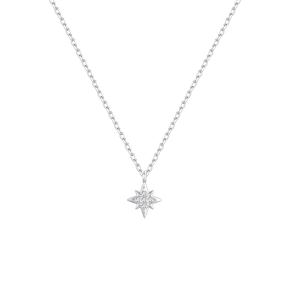 Gargantilla de plata de ley con estrella de ocho puntas
