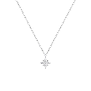 Gargantilla de plata de ley con estrella de ocho puntas
