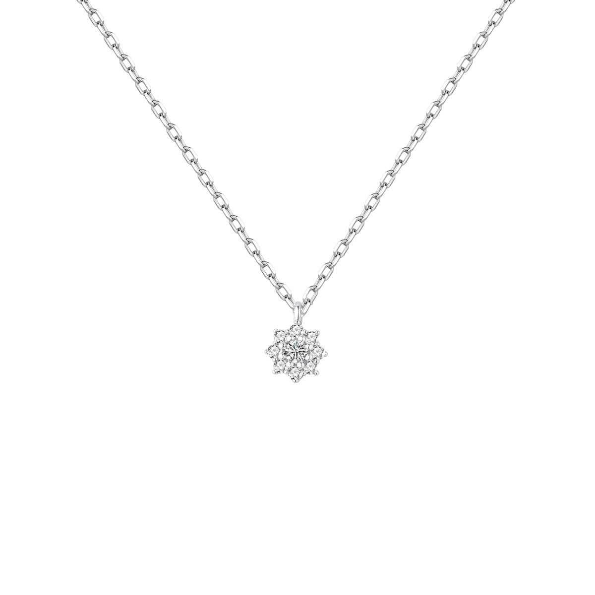 Gargantilla de plata de ley con flor de circonitas