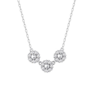 Gargantilla de plata de ley con tres flores de circonitas