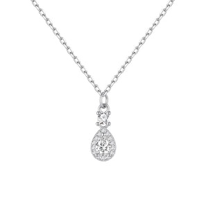 Gargantilla plata de ley con colgante de gota de circonitas blancas, 5x10 mm, cadena de 40 + 5 cm