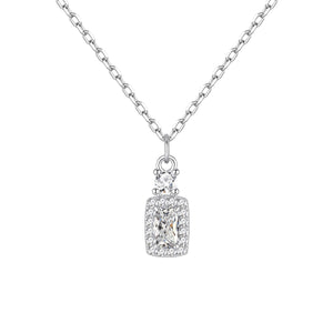 Gargantilla plata de ley con colgante cuadrado de circonitas blancas, 5x11 mm, cadena de 40 + 5 cm