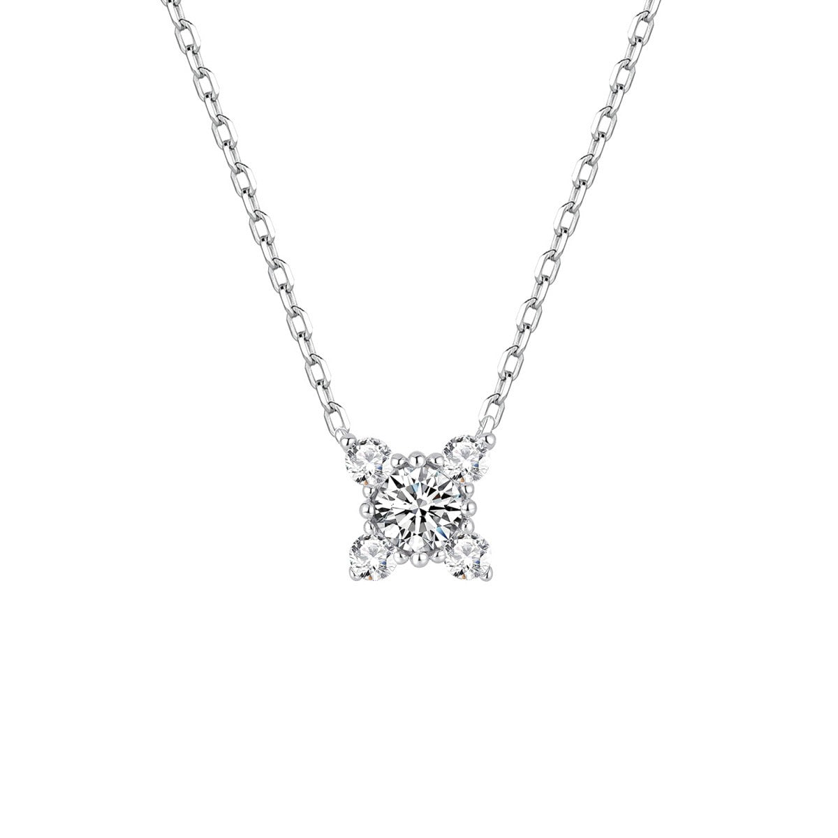 Gargantilla de plata de ley con colgante tulipán de 7 mm y circonitas blancas