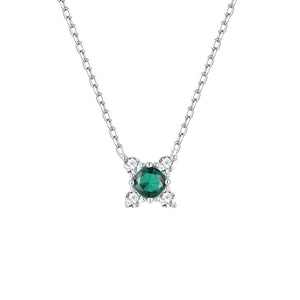 Gargantilla de plata de ley tulipán con circonita color esmeralda, 7 mm
