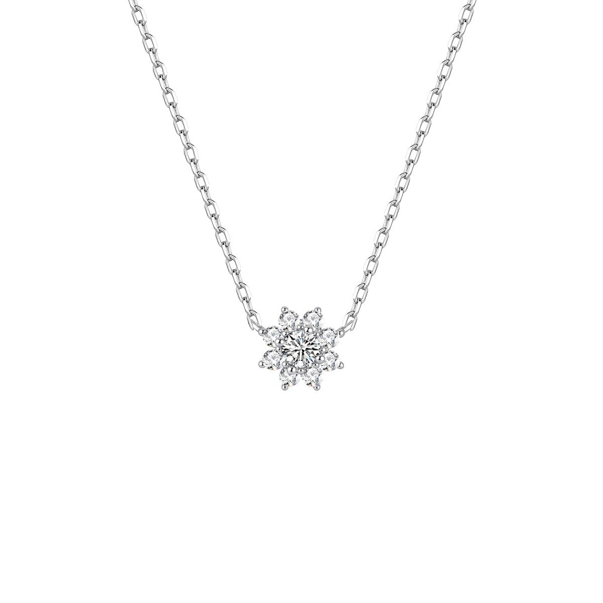 Gargantilla de plata de ley con colgante de flor de 7 mm y circonitas blancas