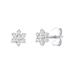 Pendientes mini de plata de ley 925 con flor de circonitas de 5 mm