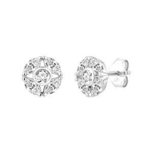 Pendientes de plata de ley 925 de la línea Elegance con rosetón orlado de circonitas